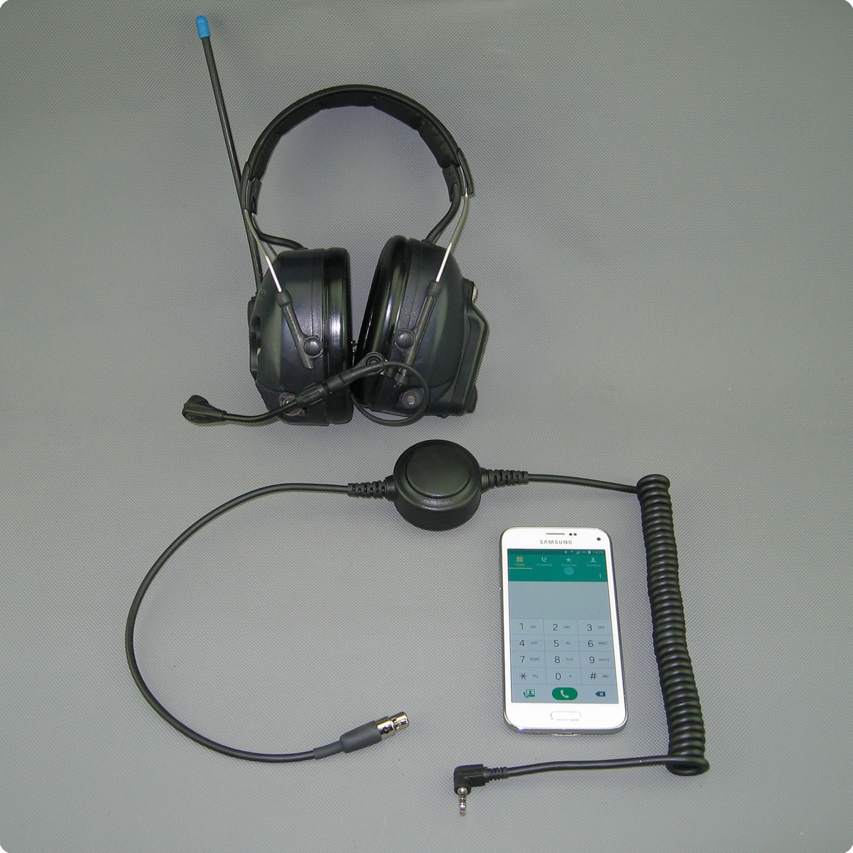 adaptador samsung para protectores auditivos peltor con smartphone